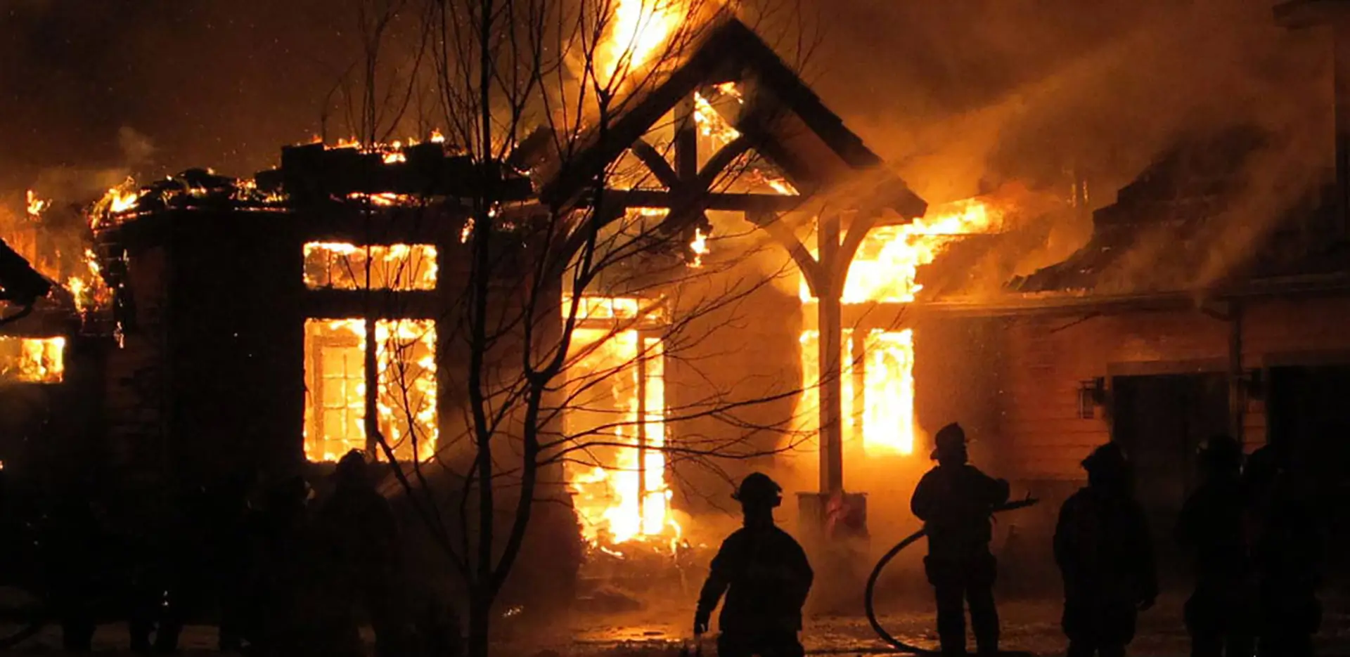 A home on fire.