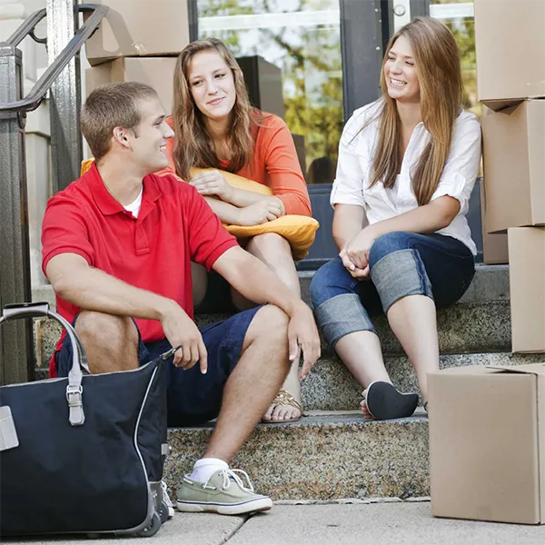 A group of teens chatting.