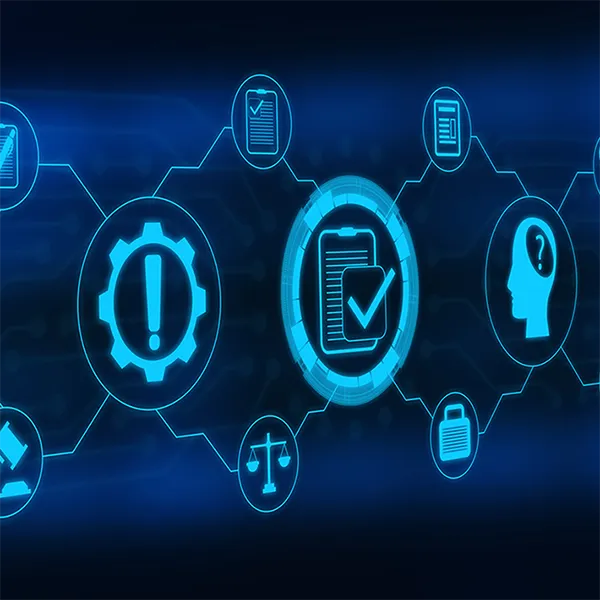 Finance concept featuring different icons on a blue background.
