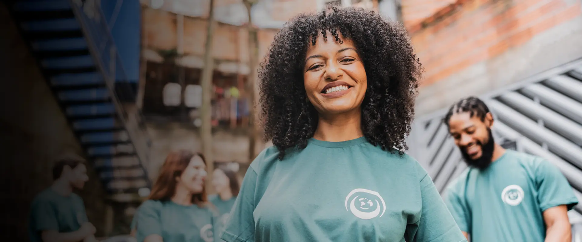 Smiling volunteers.