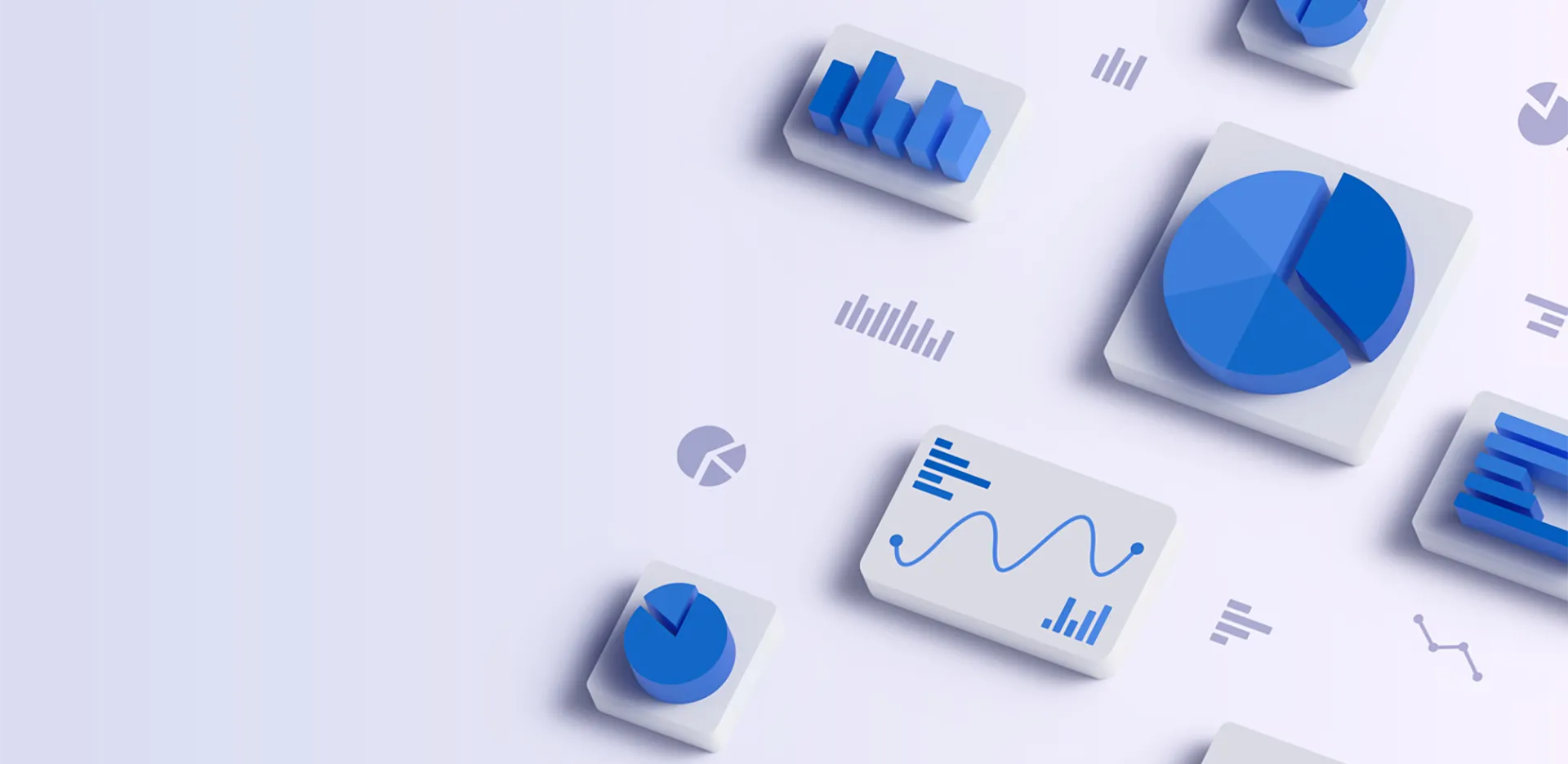 Concept of a report with icons for a pie chart, bar graph, and other charts.